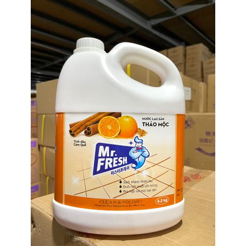 Nước Lau Sàn Diệt Khuẩn Mr.Fresh 4,2L Hương Cam Quế - Sạch Sẽ, Thơm Mát, Chống Vi Khuẩn Cho Nhà Cửa Sạch Đẹp