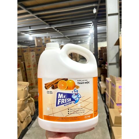 Nước Lau Sàn Diệt Khuẩn Mr.Fresh 4,2L Hương Cam Quế - Sạch Sẽ, Thơm Mát, Chống Vi Khuẩn Cho Nhà Cửa Sạch Đẹp