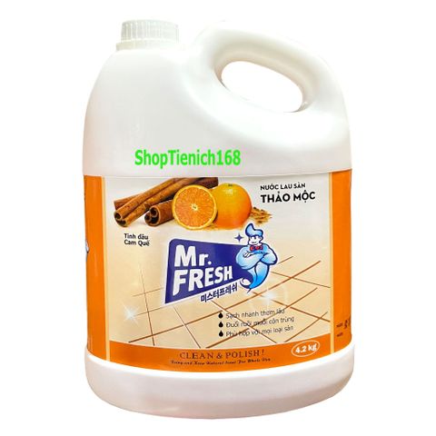 Nước Lau Sàn Diệt Khuẩn Mr.Fresh 4,2L Hương Cam Quế - Sạch Sẽ, Thơm Mát, Chống Vi Khuẩn Cho Nhà Cửa Sạch Đẹp