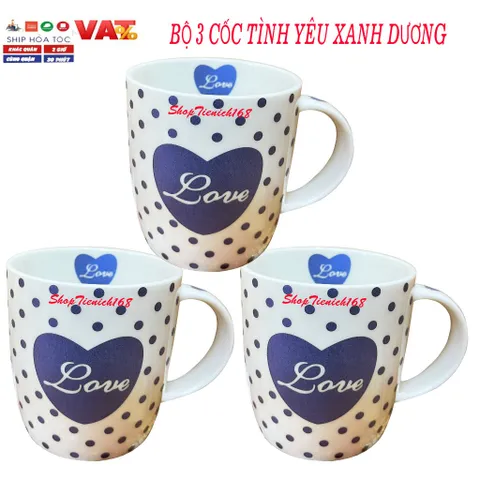 Cốc Sứ In Hình Love Dễ Thương 300ml - Ly Uống Cà Phê, Trà Nhiều Màu Sắc Thích Hợp Làm Quà Tặng và Trang Trí