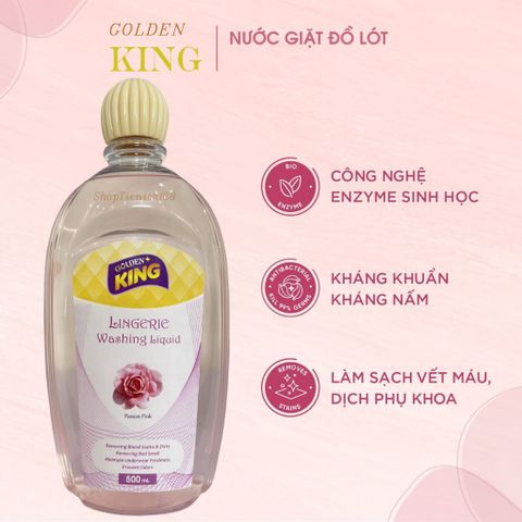 Nước Giặt Đồ Lót Golden King 500ml Hương Hồng - Kháng Khuẩn, Khử Mùi Hiệu Quả, An Toàn Cho Da Nhạy Cảm