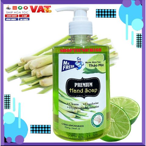 Nước Rửa Tay Khử Mùi Mr.Fresh 500ml - Thơm Sạch, Chống Khuẩn Hương Chanh Sả, Giữ Mềm Mại Da Tay