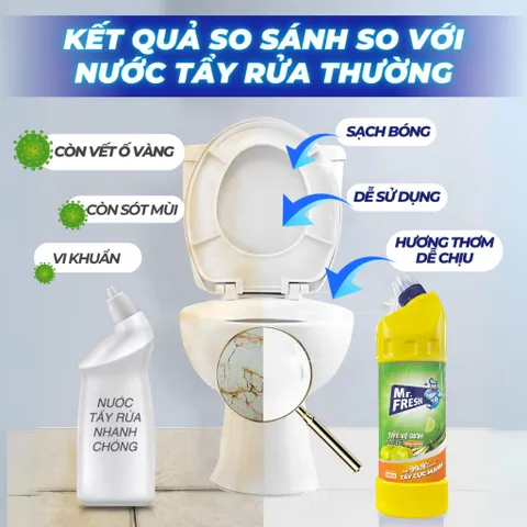 Chai tẩy vệ sinh toilet đậm đặc Mr.Fresh 900ml - Hương chanh sả & cam quýt, diệt khuẩn 99.9%, an toàn cho bề mặt sử dụng