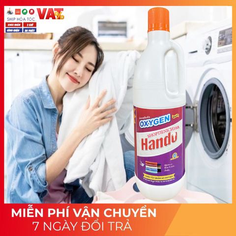 Nước Tẩy Trắng Quần Áo OXYGEN 1L - Giặt Sạch Đồ Len, Đồ Màu An Toàn Cho Gia Đình - Hàng Nội Địa Việt Nam