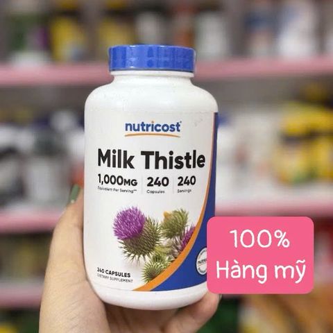 Nutricost Sữa Bạch Anh 1000mg - Giải Độc Gan, Hỗ Trợ Chức Năng Gan Hiệu Quả, Thực Phẩm Bổ Sung Sức Khỏe Gan 240 Viên