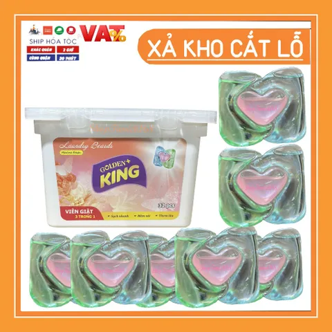Viên Giặt Quần Áo 3IN1 Golden King - Khử Mùi, Kháng Khuẩn, Lưu Hương 2-3 Ngày, An Toàn Trên Mọi Loại Vải, Tiện Dụng Cho Gia Đình