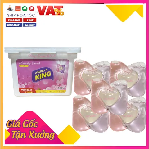 Viên Giặt Quần Áo 3IN1 Golden King - Khử Mùi, Kháng Khuẩn, Lưu Hương 2-3 Ngày, An Toàn Trên Mọi Loại Vải, Tiện Dụng Cho Gia Đình