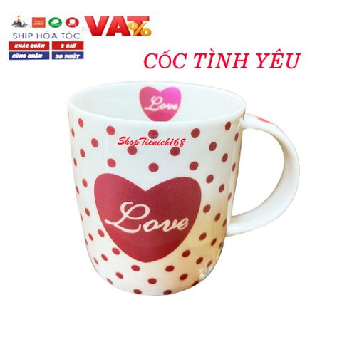 Cốc Sứ Uống Nước Love Dễ Thương 300ml - Gốm Sứ Cao Cấp, Quà Tặng Độc Đáo, Phù Hợp Cho Caffe và Trà