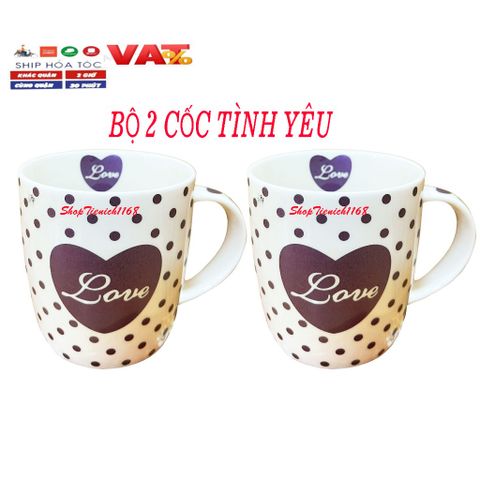 Cốc Sứ Uống Nước Love Dễ Thương 300ml - Gốm Sứ Cao Cấp, Quà Tặng Độc Đáo, Phù Hợp Cho Caffe và Trà
