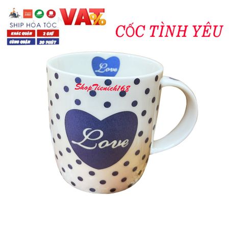 Cốc Sứ Uống Nước Love Dễ Thương 300ml - Gốm Sứ Cao Cấp, Quà Tặng Độc Đáo, Phù Hợp Cho Caffe và Trà