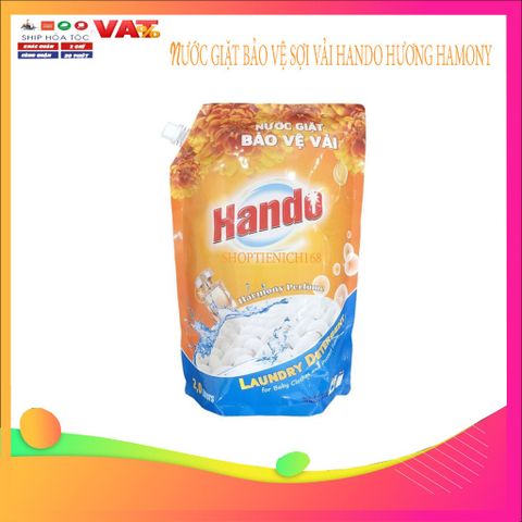 Nước Giặt Xả Kháng Khuẩn Hando 2L - Hương Harmony Bảo Vệ Sợi Vải, Thơm Ngát, Chống Nấm Mốc, Sạch Khuẩn cho Quần Áo