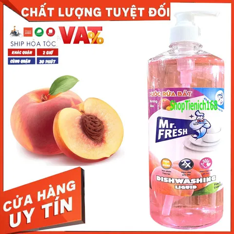 Nước Rửa Chén Đậm Đặc Mr Fresh 800ml - Hương Đào, Cam, Trà Xanh, Quế, Sạch Bóng, Tiết Kiệm Nước, An Toàn Cho Gia Đình
