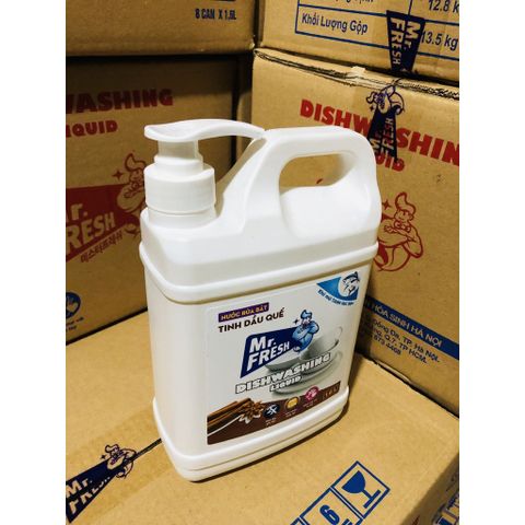 Nước Rửa Chén Hữu Cơ Mr.Fresh 1.6L - Tinh Dầu Quế & Gừng, Diệt Khuẩn, Khử Mùi, Giữ Ẩm Da Tay, An Toàn Cho Sức Khỏe