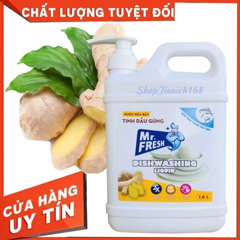 Nước Rửa Chén Hữu Cơ Mr.Fresh 1.6L - Tinh Dầu Quế & Gừng, Diệt Khuẩn, Khử Mùi, Giữ Ẩm Da Tay, An Toàn Cho Sức Khỏe