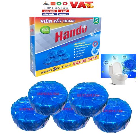 Viên Tẩy Bồn Cầu Khử Mùi Tự Động - Hộp 5 Viên Duy Trì Sáng Bóng và Kháng Khuẩn Cho Nhà Tắm Sạch Sẽ, Thơm Mát