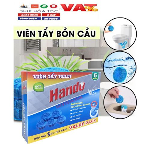 Viên Tẩy Bồn Cầu Khử Mùi Tự Động - Hộp 5 Viên Duy Trì Sáng Bóng và Kháng Khuẩn Cho Nhà Tắm Sạch Sẽ, Thơm Mát