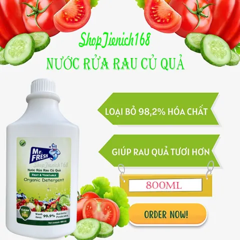 Nước Ngâm Rửa Rau Củ Quả Sinh Học Mr.Fresh 800ml - Loại Bỏ Chất Độc, Thuốc Trừ Sâu, An Toàn Cho Sức Khỏe, Thân Thiện Môi Trường