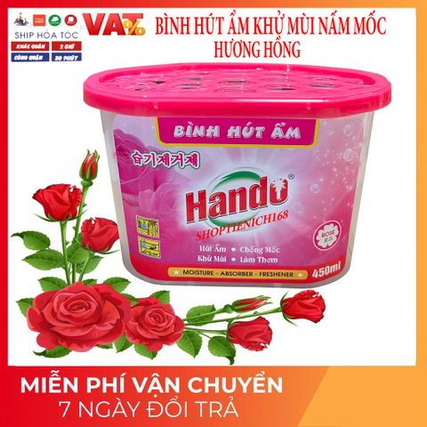 Bộ 6 Bình Hút Ẩm Khử Mùi Hando 450ml - Chống Ẩm Mốc, Khử Mùi Hoa Hồng, Giữ Không Gian Thoáng Mát, Dành Cho Nhà Ở Việt Nam