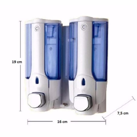 Hộp Đựng Nước Rửa Tay & Dầu Gội Treo Tường Cao Cấp Hai Bình Nhấn - Thiết Kế Sang Trọng 660ml (Xanh)