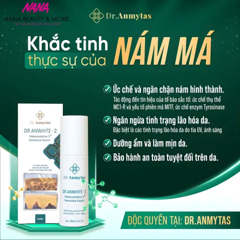 Kem Dưỡng Trắng Da Dr.Anwhite-2 Dr.Anmytas 30ML - Công Nghệ Ức Chế Melanin Hiệu Quả, Phù Hợp Mọi Loại Da