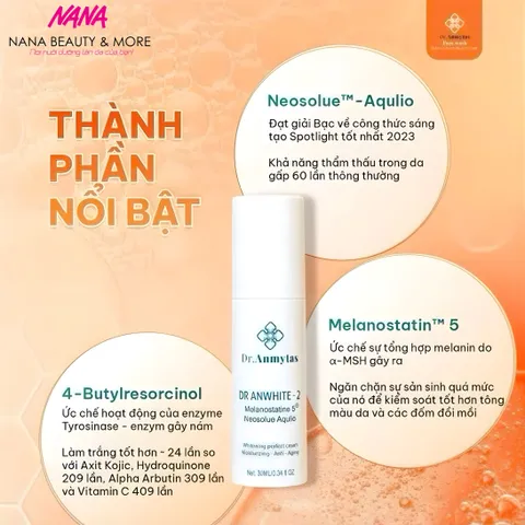 Kem Dưỡng Trắng Da Dr.Anwhite-2 Dr.Anmytas 30ML - Công Nghệ Ức Chế Melanin Hiệu Quả, Phù Hợp Mọi Loại Da
