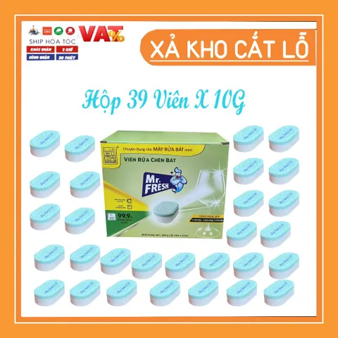 Viên Rửa Chén Bát Mr.Fresh - Hộp 39 Viên x 10G Cho Máy Rửa Chén, Hiệu Quả Làm Sạch Tối Ưu, Dễ Sử Dụng