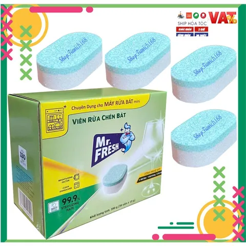 Viên Rửa Chén Bát Mr.Fresh - Hộp 39 Viên x 10G Cho Máy Rửa Chén, Hiệu Quả Làm Sạch Tối Ưu, Dễ Sử Dụng