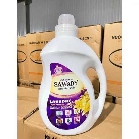 Nước Giặt Xả 6 In 1 Sawady Thái Lan 3,8L - Khử Mùi Hiệu Quả, Hương Thơm Dịu Nhẹ, Bảo Vệ Màu Vải, Dùng Giặt Máy Và Tay