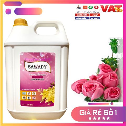 Nước giặt xả Sawady 6 trong 1 hương nước hoa 20L - Tẩy sạch, làm mềm vải, không phai màu - Hàng Thái Lan chất lượng cao