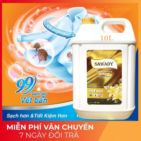Nước giặt xả Sawady 6 trong 1 hương nước hoa 20L - Tẩy sạch, làm mềm vải, không phai màu - Hàng Thái Lan chất lượng cao