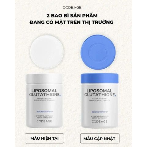 Viên uống sáng da Codeage Liposomal Glutathione 1000mg - Hỗ trợ mờ nám, tàn nhang, 60 viên nhập khẩu Mỹ