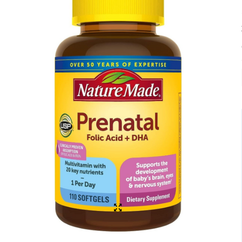Viên uống Bổ bầu Nature Made Prenatal Folic Acid + DHA - Vitamin tổng hợp cho bà bầu hỗ trợ phát triển thai nhi toàn diện 110 viên