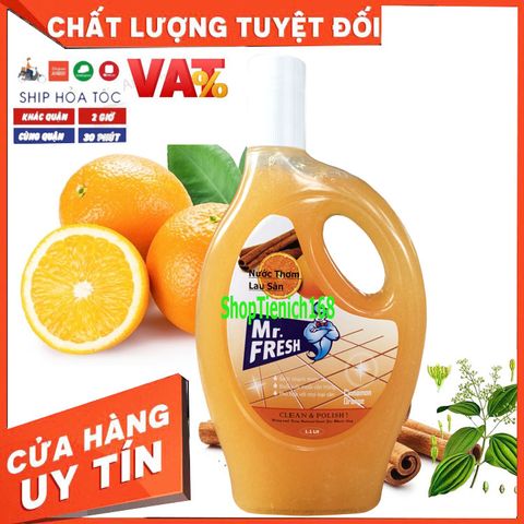 Nước Lau Sàn Đậm Đặc Mr.Fresh 1.1L Hương Chanh - An Toàn Cho Gia Đình, Diệt Khuẩn Hiệu Quả, Hương Thơm Tự Nhiên