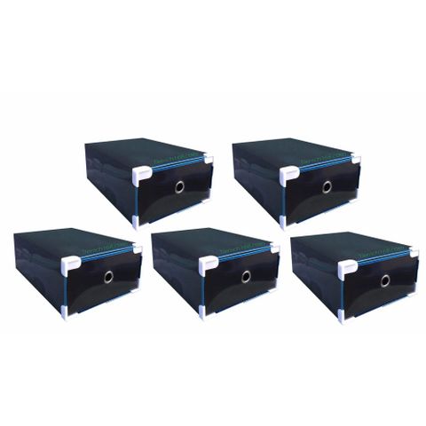 Bộ 5 Hộp Đựng Giày Có Ngăn Kéo Viền Kim Loại Đen - Giải Pháp Bảo Quản Giày Tiện Ích, Ngăn Nắp Cho Mọi Không Gian