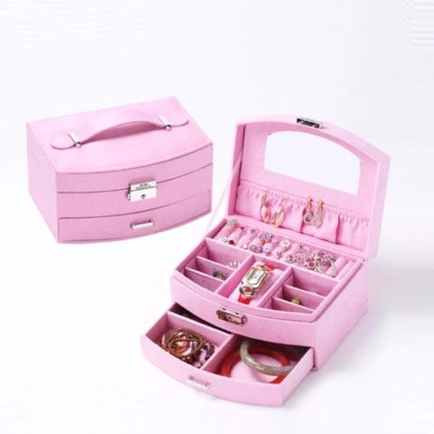 Hộp Đựng Đồ Trang Sức Nhung Cỡ Lớn 20x15x10cm - Giữ Gìn Trang Sức Lấp Lánh, Thiết Kế Sang Trọng, Bàn Trang Điểm Mini Cho Nữ