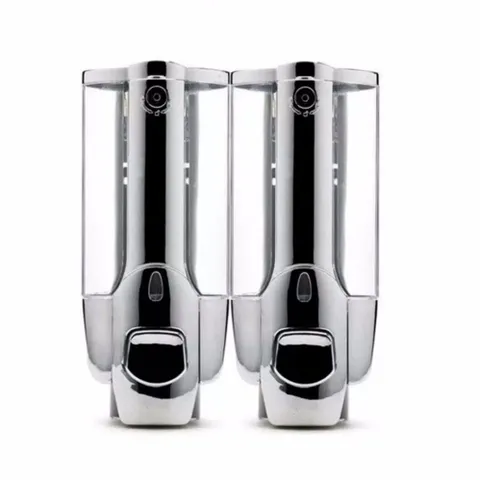 Hộp xà phòng nhấn 2 bình gắn tường cao cấp bằng nhựa - Bộ đựng xà phòng tiện lợi cho nhà bếp và phòng tắm