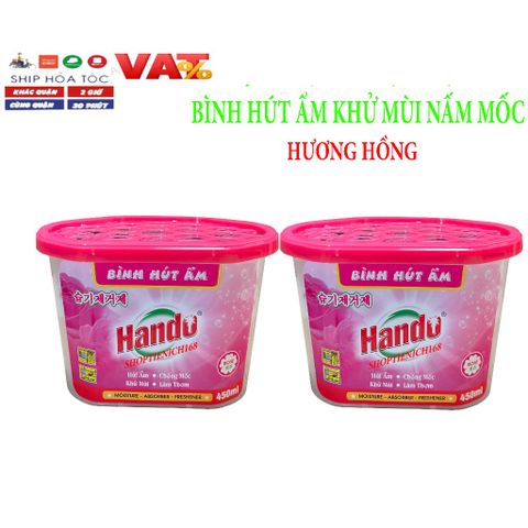 Bộ 2 Bình Hút Ẩm Khử Mùi Nấm Mốc Hando 450ml Hương Hoa Hồng - Giải Pháp Thoáng Mát Cho Không Gian Sống Việt Nam