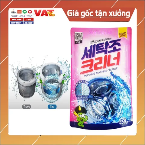 Bột Tẩy Vệ Sinh Lồng Máy Giặt Hàn Quốc 450g - Giảm Cặn Bẩn, Diệt Khuẩn, Dùng Cho Máy Giặt Lồng Đứng & Ngang