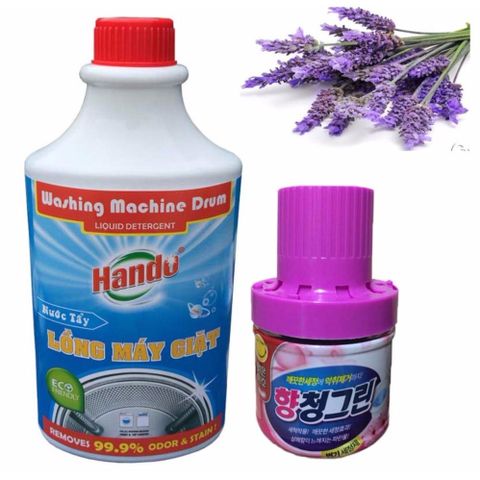 Nước Tẩy Vệ Sinh Lồng Máy Giặt Hando 800ml & Sáp Thả Bồn Cầu Khử Mùi Lavender - Diệt Khuẩn Hiệu Quả, Hàng Việt Nam