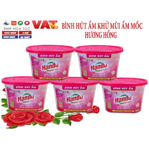 Bộ 4 Bình Hút Ẩm Khử Mùi Hando 450ml Hương Hoa Hồng - Giúp Chống Ẩm Mốc, Khử Mùi Hiệu Quả Cho Mọi Gia Đình