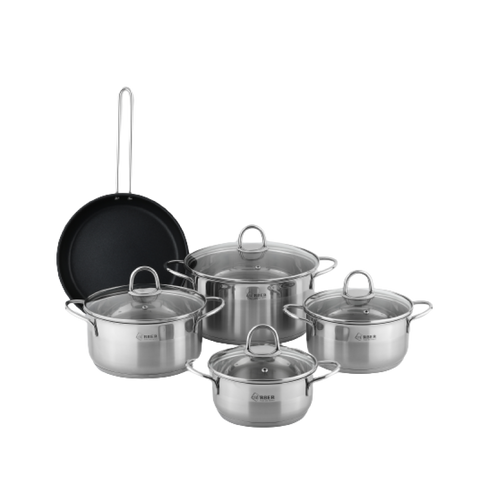 Bộ nồi inox 5 món Arber SALMON - Tiện lợi cho mọi bữa ăn, chất liệu cao cấp, bảo hành 12 tháng, lý tưởng cho nhà bếp hiện đại