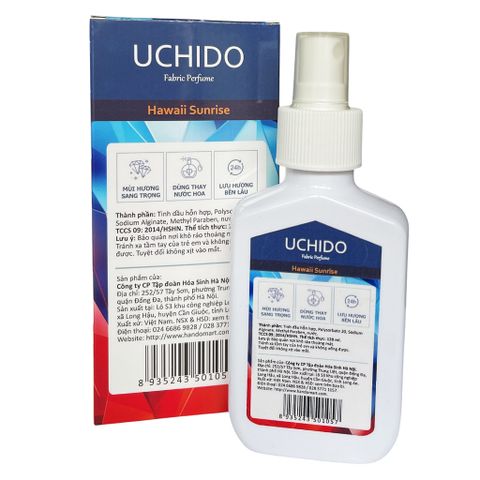 Xịt thơm Khử mùi Kháng khuẩn UCHIDO 120ml - Hương Hawaii Sunrise, Romantic Love, L'labo Unisex cho quần áo, chăn, sofa, giày