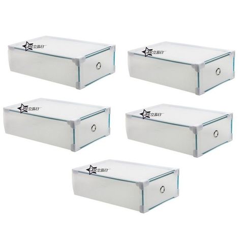 Bộ 5 Hộp Đựng Giày Ngăn Kéo Viền Kim Loại - Đẹp, Hiện Đại, Nhựa Trong Suốt - Giải Pháp Sắp Xếp Giày Khoa Học Cho Ngôi Nhà Bạn