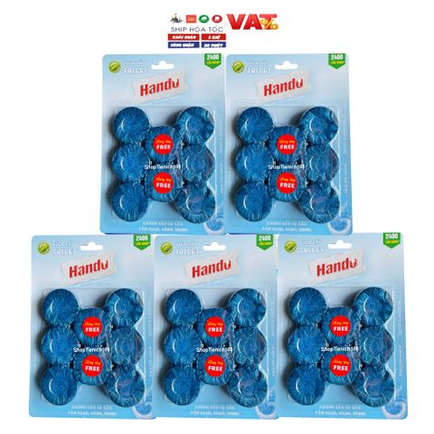 Bộ 5 Vỉ 30 Viên Viên Tẩy Bồn Cầu Hando Tự Động - Khử Mùi, Làm Sạch, Diệt Khuẩn Hiệu Quả, Duy Trì Hương Thơm Lâu Dài