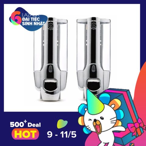 Hộp xà bông nhấn hai bình treo tường TIENICH168 TI88 (Trắng) - Sang trọng, tiện lợi cho phòng tắm, đựng sữa tắm và dầu gội
