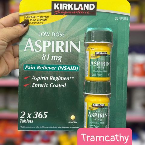 Kirkland Signature Aspirin 81mg - Thuốc Hỗ Trợ Tim Mạch, Giảm Đau Nhẹ - 2 Hộp 365 Viên
