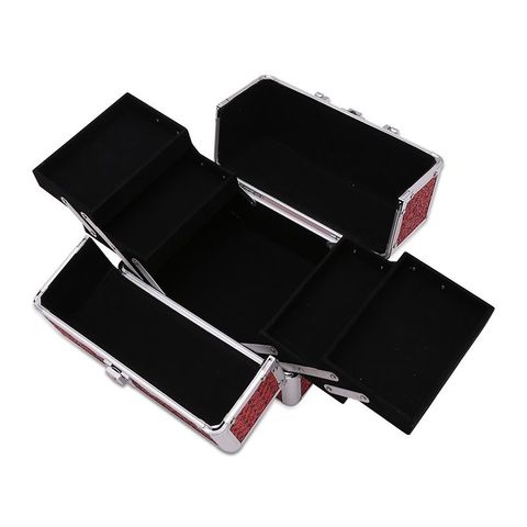 Hộp Đựng Đồ Trang Điểm Cỡ Trung Tienich168 TI135 - Hồng, Nhôm và Vải Nhung, Kích Thước 23x17x15cm, Phụ Kiện Cá Nhân Thực Tế