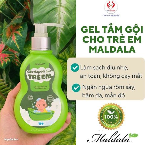 Gel Tắm Gội Trẻ Em Maldala 200ml - Chiết Xuất Tự Nhiên Ngăn Ngừa Rôm Sảy, Mẩn Đỏ Và Dưỡng Ẩm Da Mềm Mịn