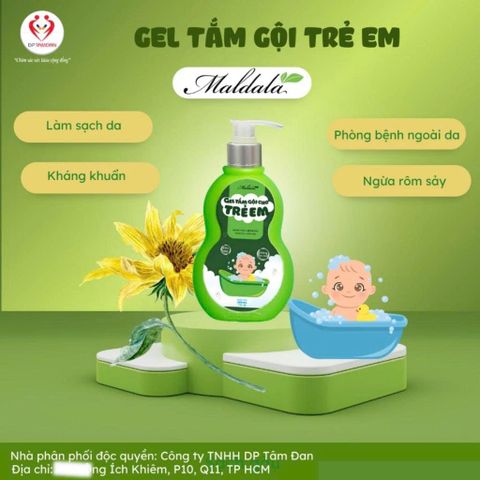 Gel Tắm Gội Trẻ Em Maldala 200ml - Chiết Xuất Tự Nhiên Ngăn Ngừa Rôm Sảy, Mẩn Đỏ Và Dưỡng Ẩm Da Mềm Mịn