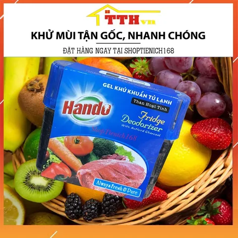 Gel Khử Mùi Tủ Lạnh Hando 150g - Bộ 2 Gel Diệt Khuẩn Than Hoạt Tính, Khử Mùi Hôi, Giữ Thực Phẩm Tươi Ngon, An Toàn Sức Khỏe